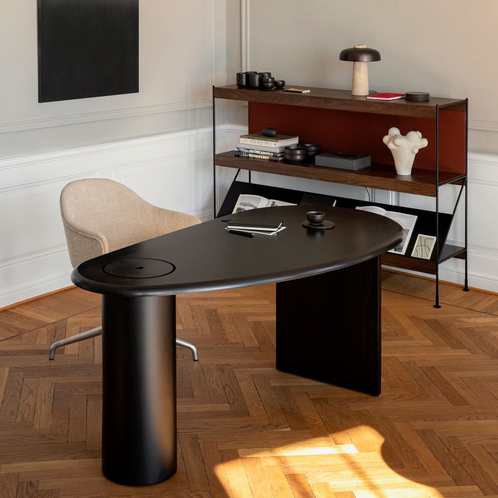 Módulo de estantería Zet, Natural oak, 1x3, black steel base Audo Copenhagen