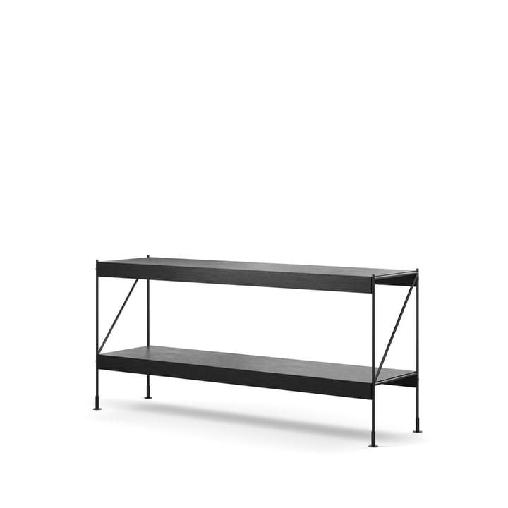 Módulo de estantería Zet, Oak black stained, 1x2, black steel base Audo Copenhagen