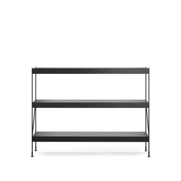 Módulo de estantería Zet - Oak black stained, 1x3, black steel base - Audo Copenhagen