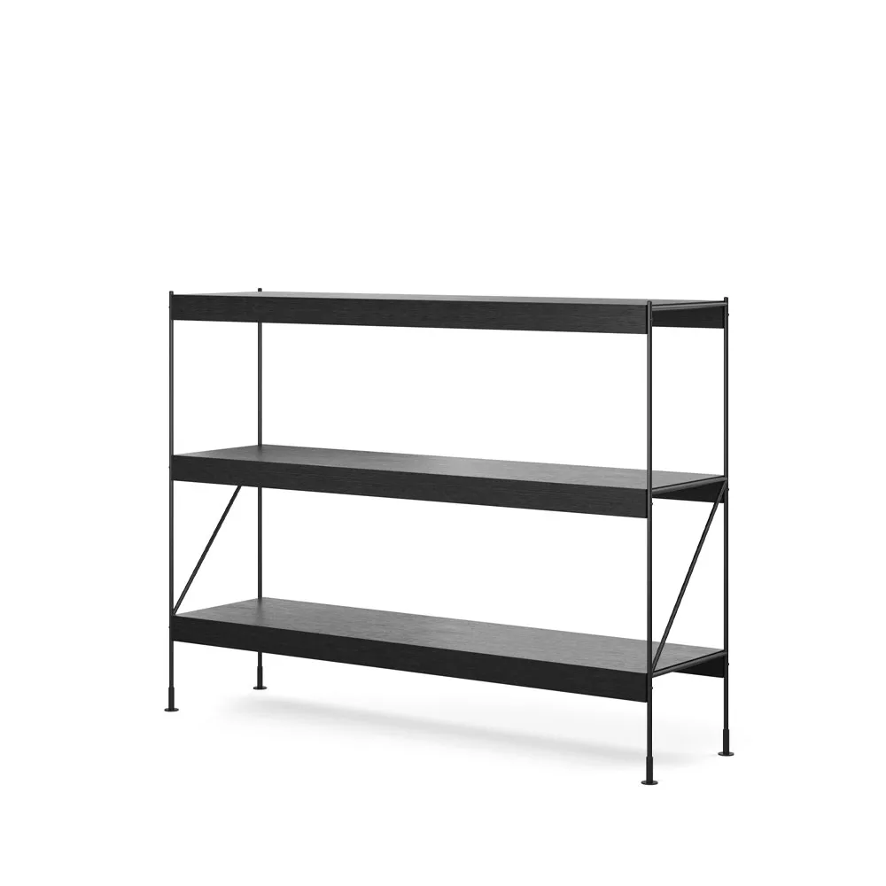 Módulo de estantería Zet, Oak black stained, 1x3, black steel base Audo Copenhagen