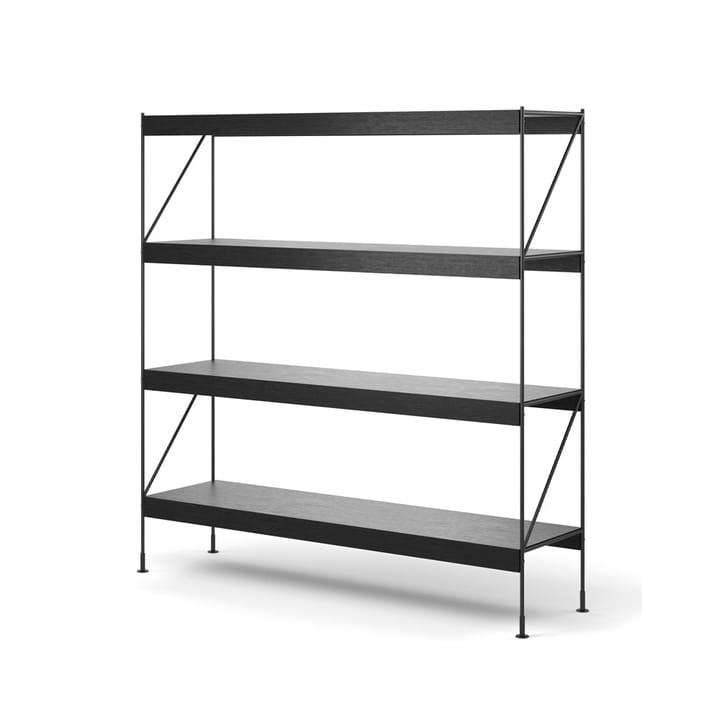 Módulo de estantería Zet, Oak black stained, 1x4, black steel base Audo Copenhagen
