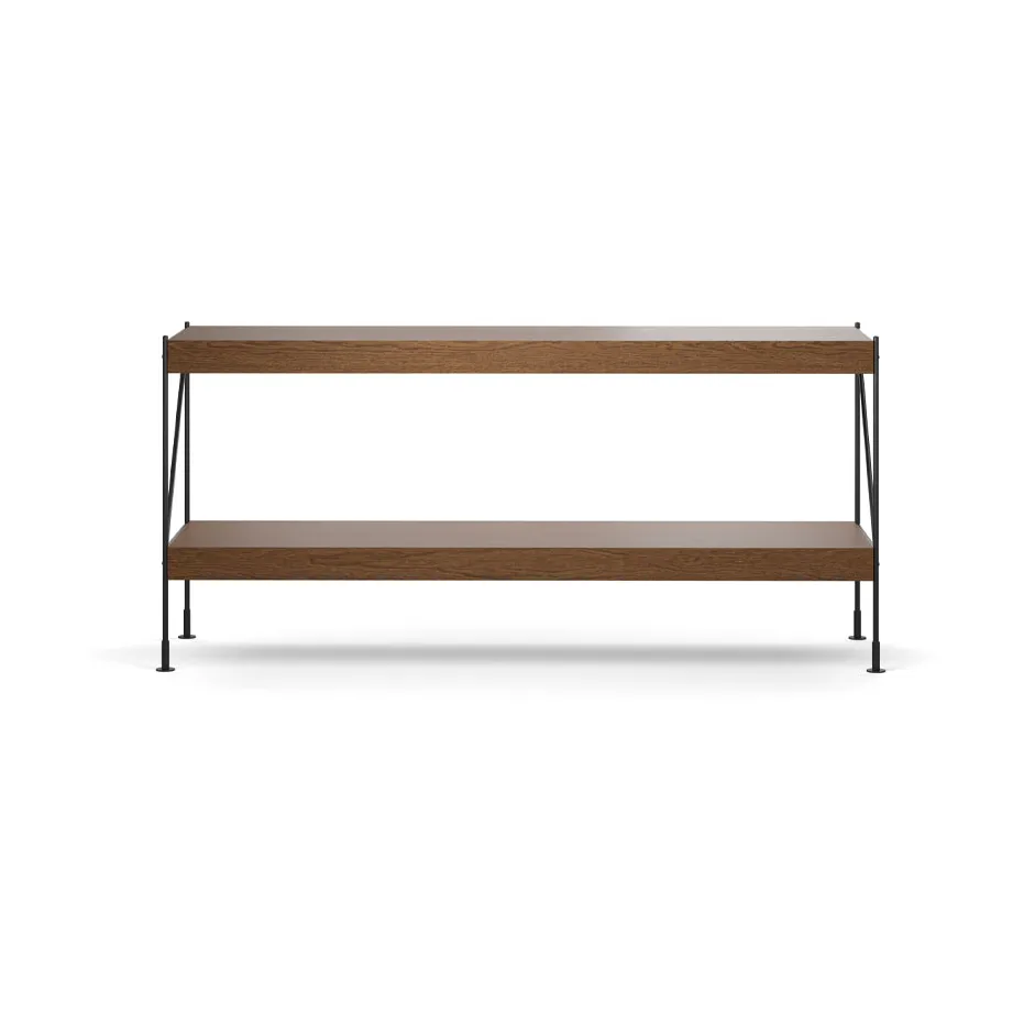 Módulo de estantería Zet, Oak dark stained, 1x2, black steel base Audo Copenhagen