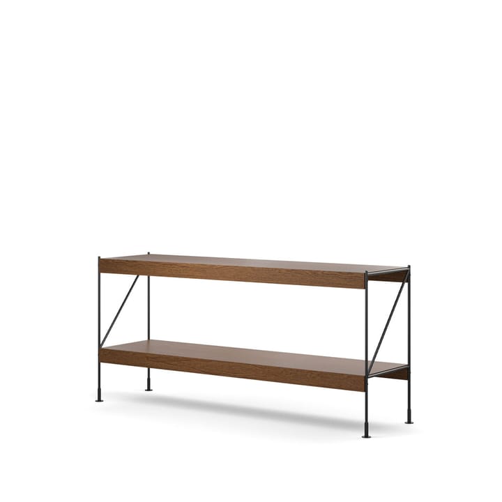Módulo de estantería Zet, Oak dark stained, 1x2, black steel base Audo Copenhagen