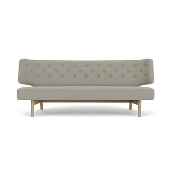 Radiohus Sofa tapizado integral RE-WOOL PC1T Global HR BUTTONS Vegetal base de 4 patas - Re-wool 218-roble natural, botones de cuero, 2 plazas - Audo Copenhagen