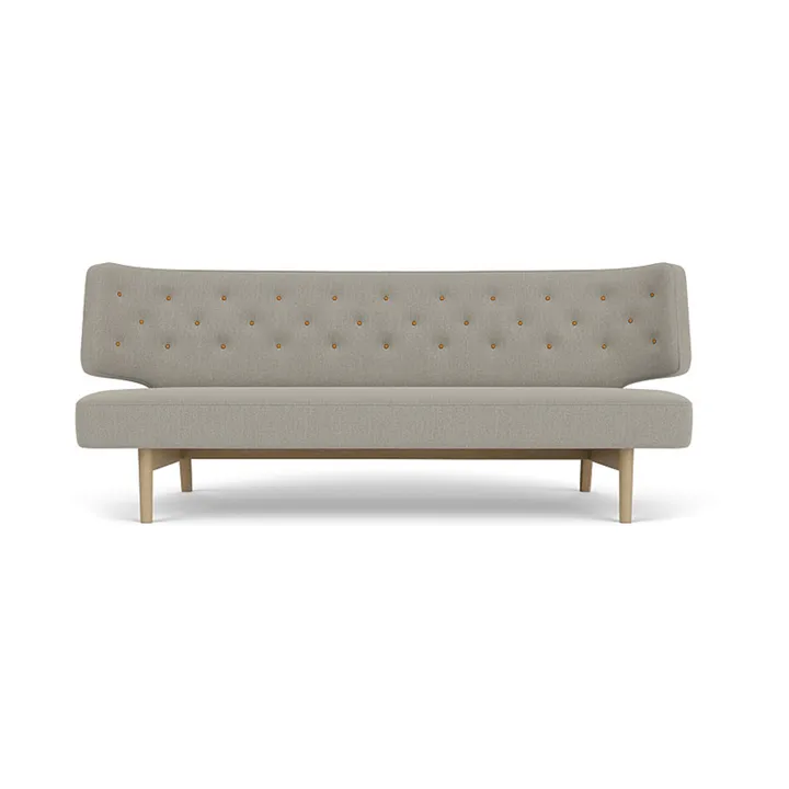 Radiohus Sofa tapizado integral RE-WOOL PC1T Global HR BUTTONS Vegetal base de 4 patas - Re-wool 218-roble natural, botones de cuero, 2 plazas - Audo Copenhagen