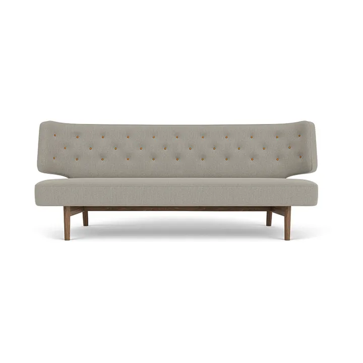 Radiohus Sofa tapizado integral RE-WOOL PC1T Global HR BUTTONS Vegetal base de 4 patas - Re-wool 218-nogal, botones de cuero, 2 plazas - Audo Copenhagen