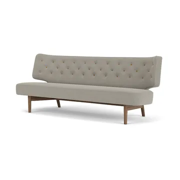 Radiohus Sofa tapizado integral RE-WOOL PC1T Global HR BUTTONS Vegetal base de 4 patas - Re-wool 218-nogal, botones de cuero, 2 plazas - Audo Copenhagen