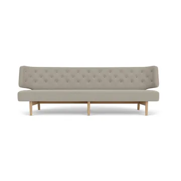 Radiohus Sofa tapizado integral RE-WOOL PC1T Global HR BUTTONS Vegetal base de 4 patas - Re-wool 218-roble natural, botones de cuero, 3 plazas - Audo Copenhagen