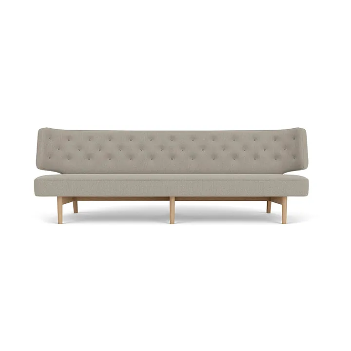 Radiohus Sofa tapizado integral RE-WOOL PC1T Global HR BUTTONS Vegetal base de 4 patas - Re-wool 218-roble natural, botones de cuero, 3 plazas - Audo Copenhagen