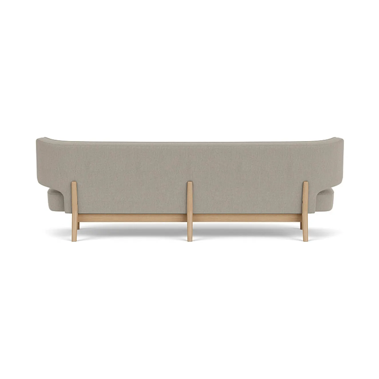 Radiohus Sofa tapizado integral RE-WOOL PC1T Global HR BUTTONS Vegetal base de 4 patas, Re-wool 218-roble natural, botones de cuero, 3 plazas Audo Copenhagen
