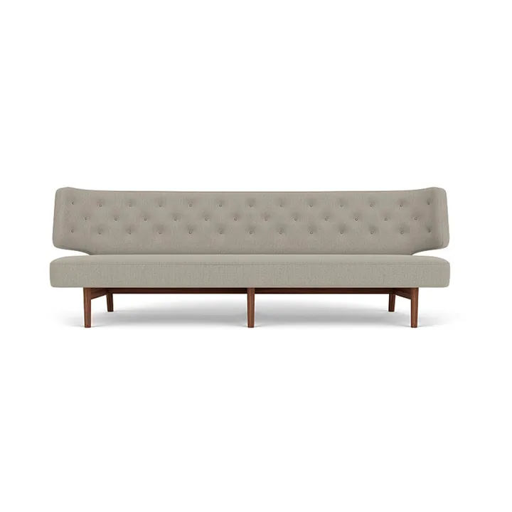 Radiohus Sofa tapizado integral RE-WOOL PC1T Global HR BUTTONS Vegetal base de 4 patas - Re-wool 218-nogal, botones de cuero, 3 plazas - Audo Copenhagen