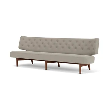 Radiohus Sofa tapizado integral RE-WOOL PC1T Global HR BUTTONS Vegetal base de 4 patas - Re-wool 218-nogal, botones de cuero, 3 plazas - Audo Copenhagen