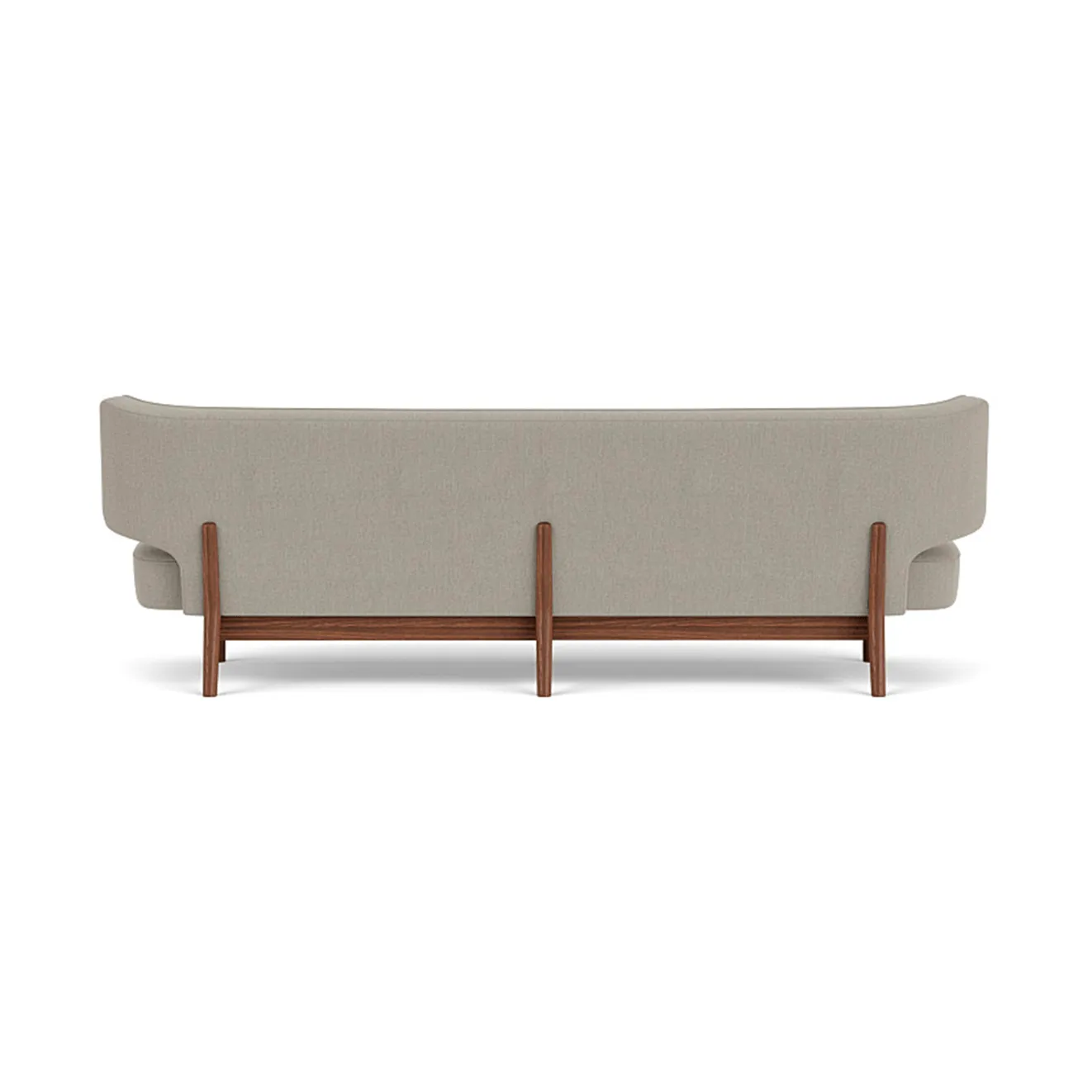 Radiohus Sofa tapizado integral RE-WOOL PC1T Global HR BUTTONS Vegetal base de 4 patas, Re-wool 218-nogal, botones de cuero, 3 plazas Audo Copenhagen