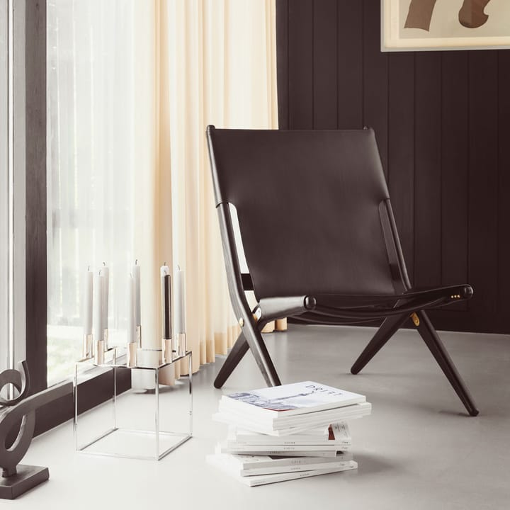 Saxe Sillón, Cuero negro, base de roble teñida de negro Audo Copenhagen