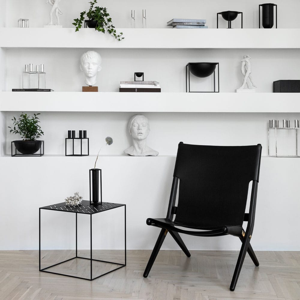 Saxe Sillón, Cuero negro, base de roble teñida de negro Audo Copenhagen