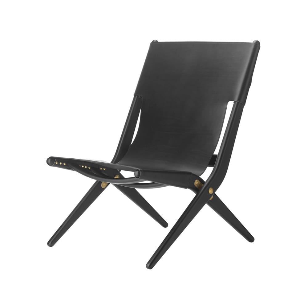 Saxe Sillón, Cuero negro, base de roble teñida de negro Audo Copenhagen
