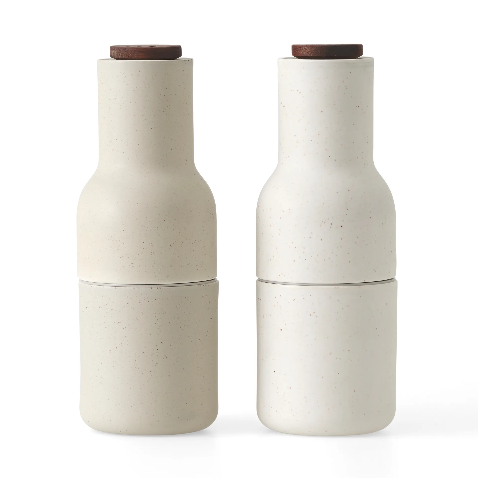 Set de 2 molinillos de especias Bottle Grinder cerámica, Sand (tapa de nogal) Audo Copenhagen