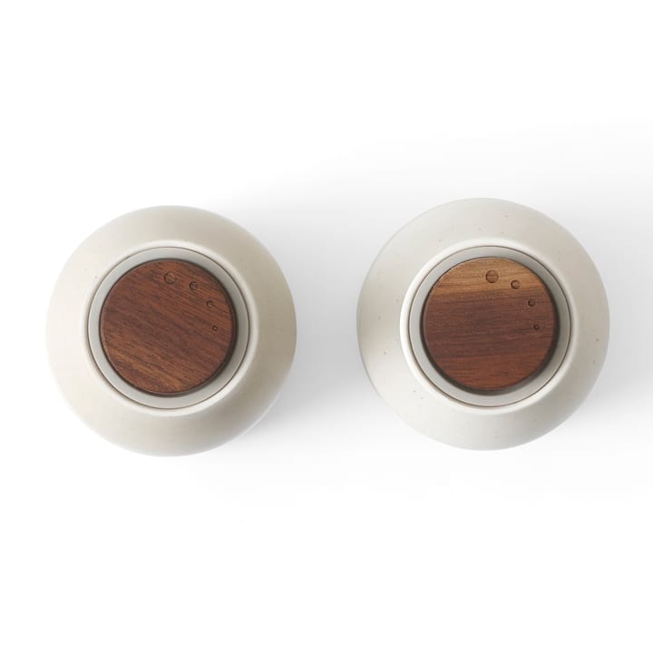 Set de 2 molinillos de especias Bottle Grinder cerámica, Sand (tapa de nogal) Audo Copenhagen