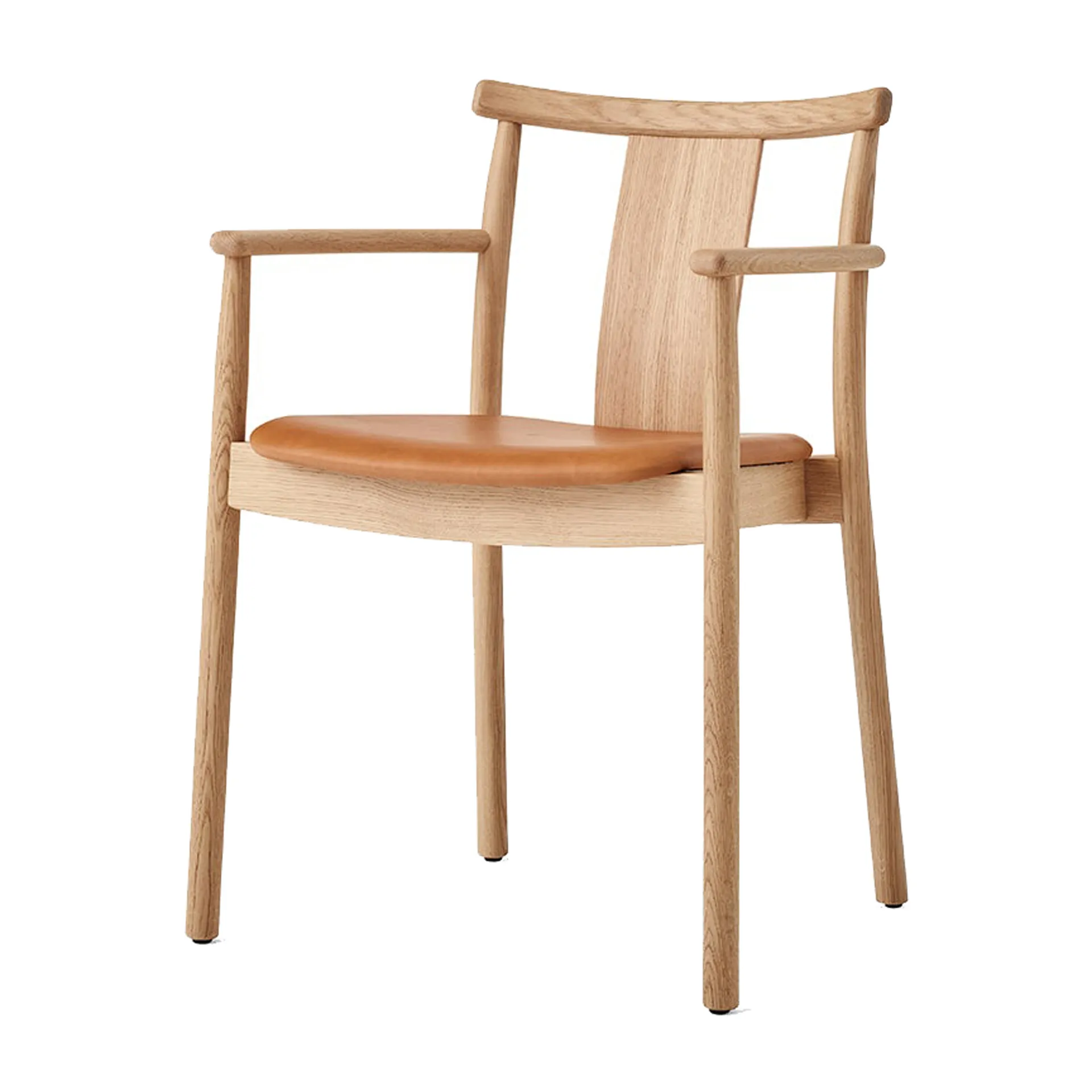 Silla con reposbrazos y cojín de silla Merkur, Oak- Dakar 0250 cognac Audo Copenhagen