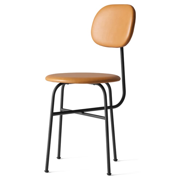 Silla de comedor Afteroom patas negras tapicería de cuero, Dakar 0250 Audo Copenhagen