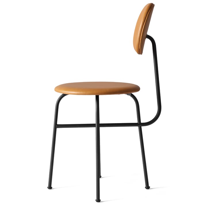 Silla de comedor Afteroom patas negras tapicería de cuero, Dakar 0250 Audo Copenhagen