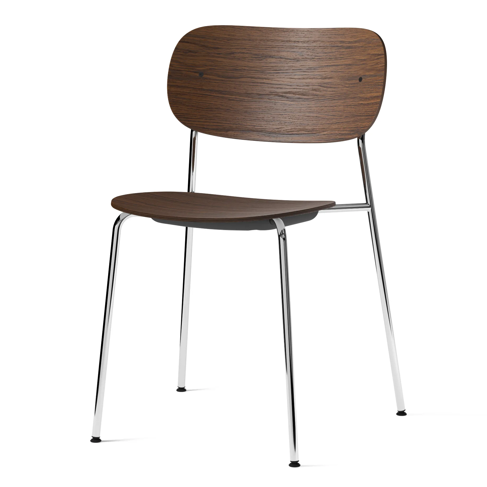 Silla de comedor Co patas cromadas, Roble teñido oscuro Audo Copenhagen