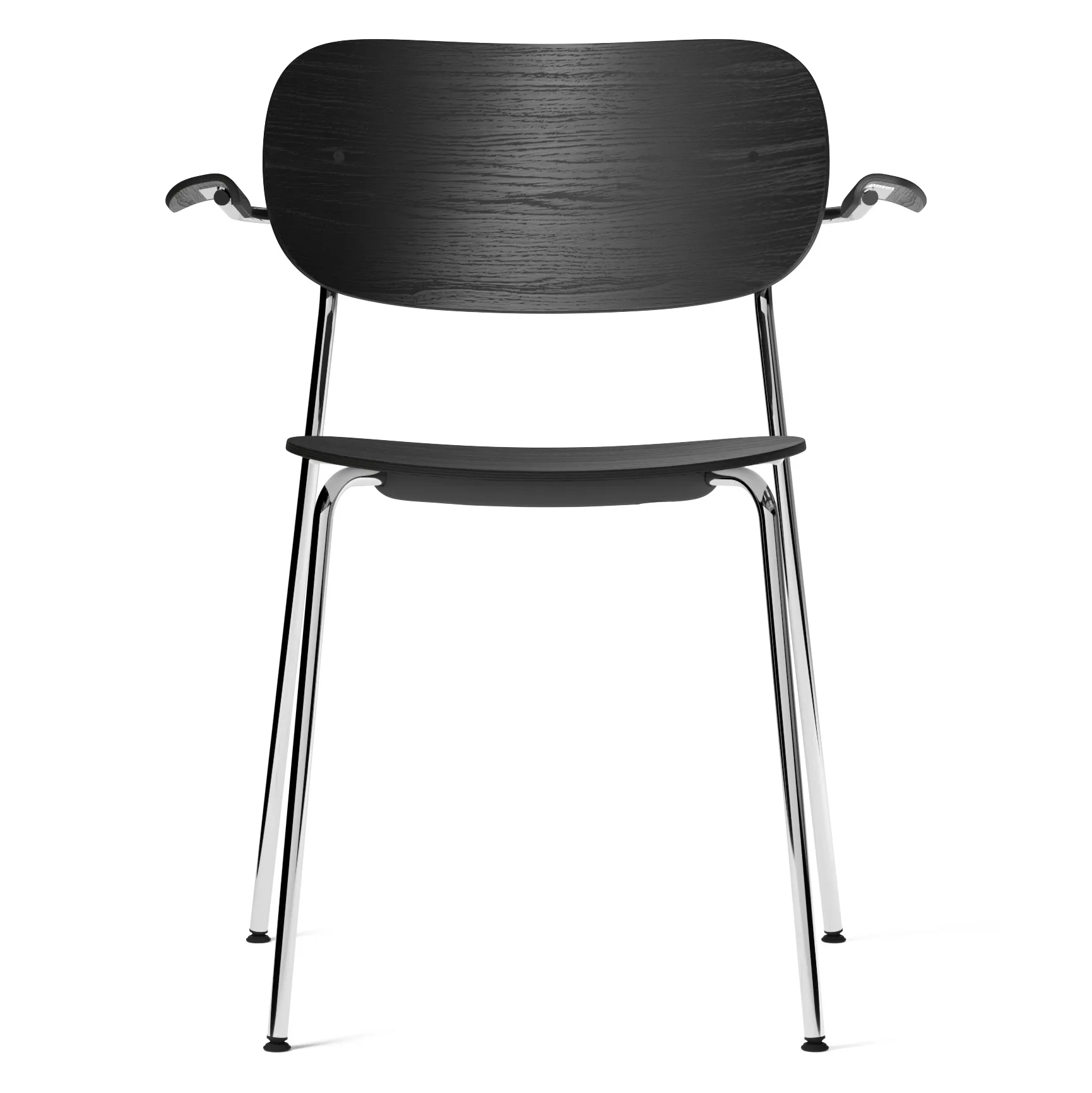 Silla de comedor con apoyabrazos Co patas cromadas, Roble negro Audo Copenhagen