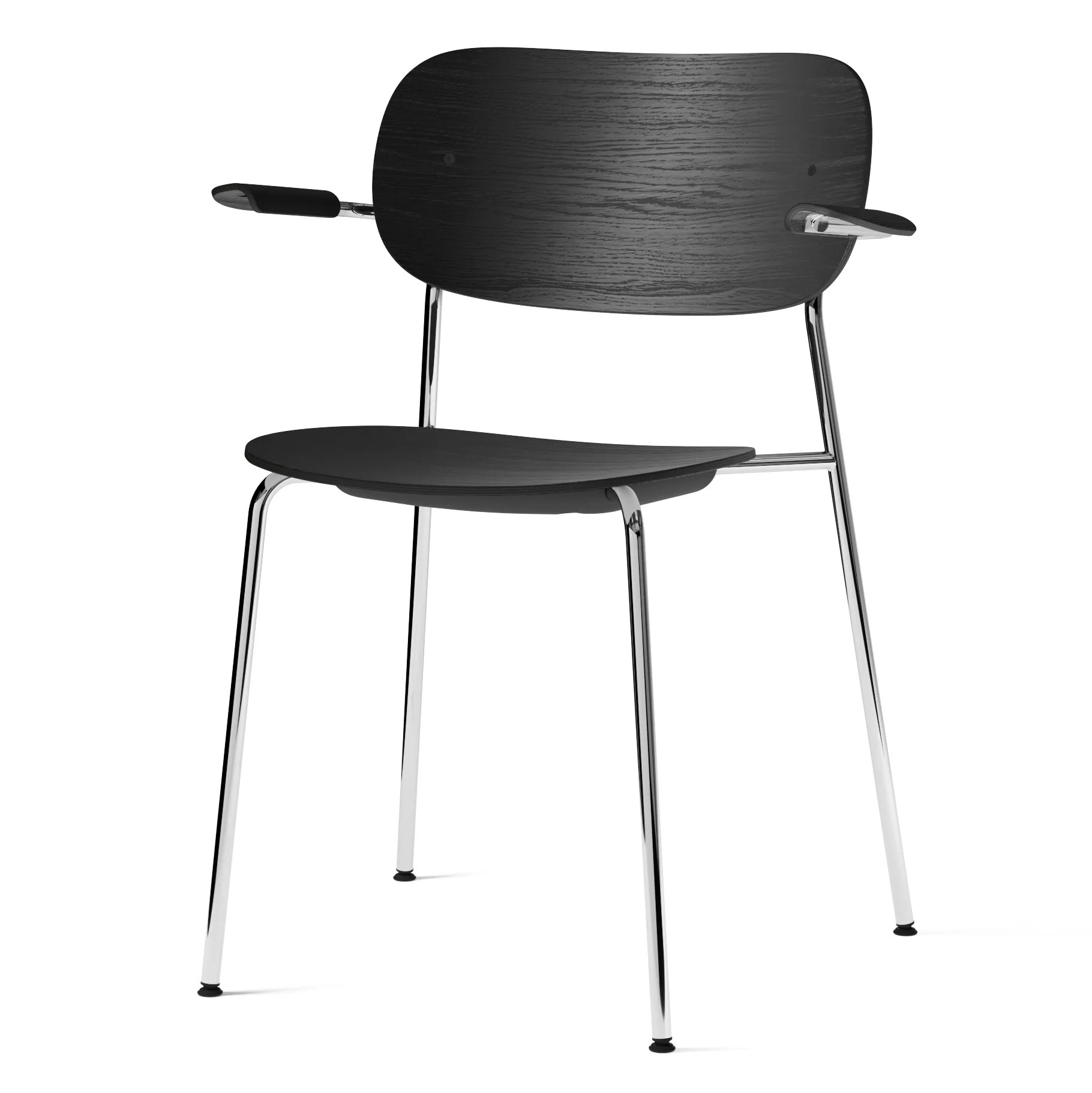 Silla de comedor con apoyabrazos Co patas cromadas, Roble negro Audo Copenhagen