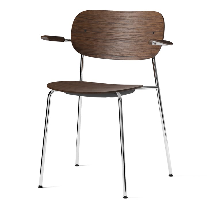 Silla de comedor con apoyabrazos Co patas cromadas, Roble teñido oscuro Audo Copenhagen