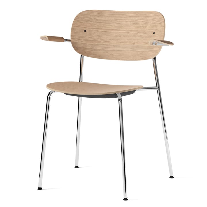 Silla de comedor con apoyabrazos Co patas cromadas, Roble Audo Copenhagen