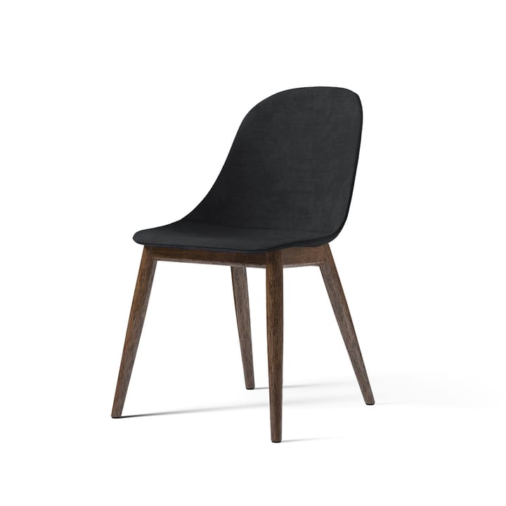 Silla Harbour side dining chair, asiento tapizado - Tela remix 173 dark grey, patas en roble teñido oscuro - Audo Copenhagen