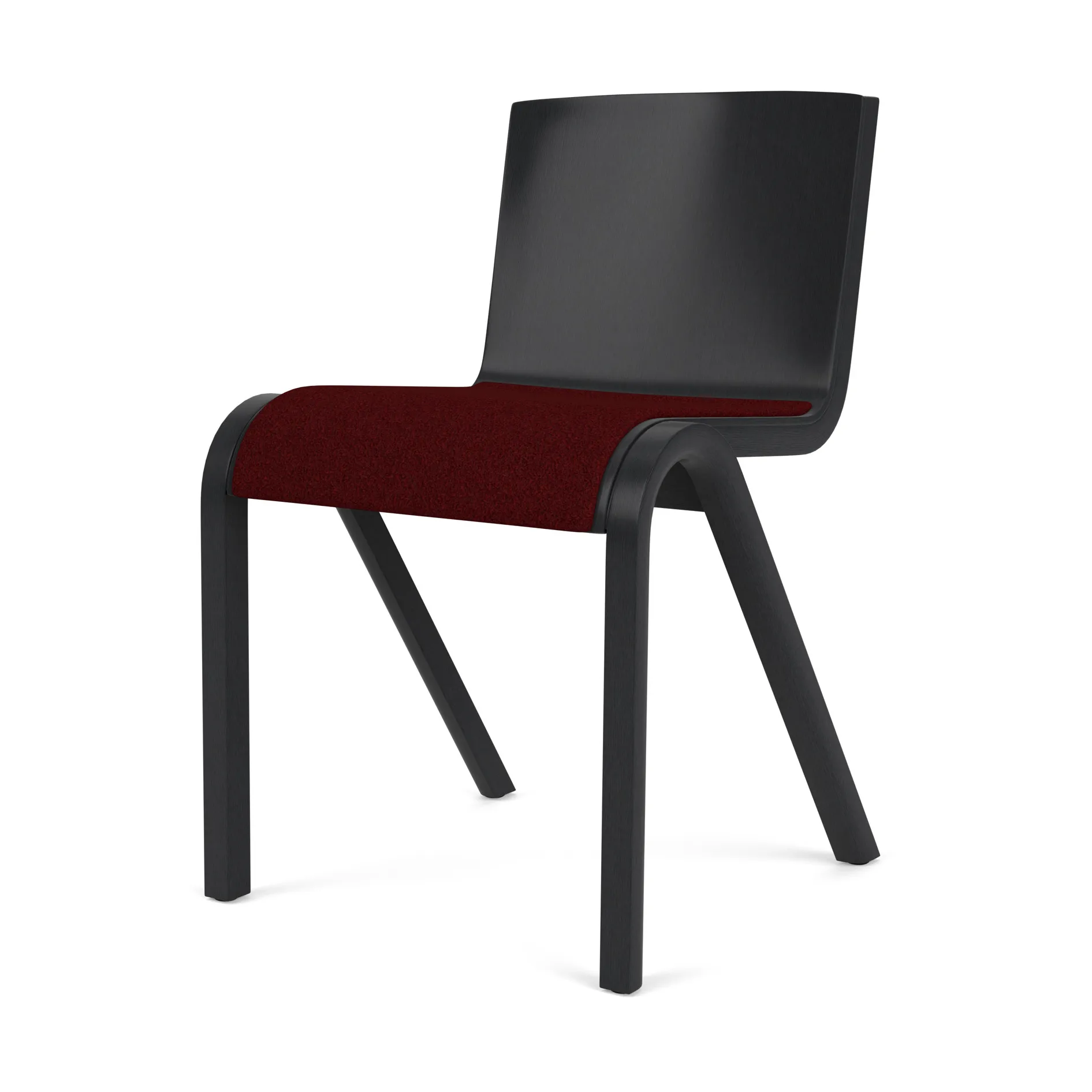 Silla Ready con asiento tapizado, Black oak-Baru 0570 Red Audo Copenhagen