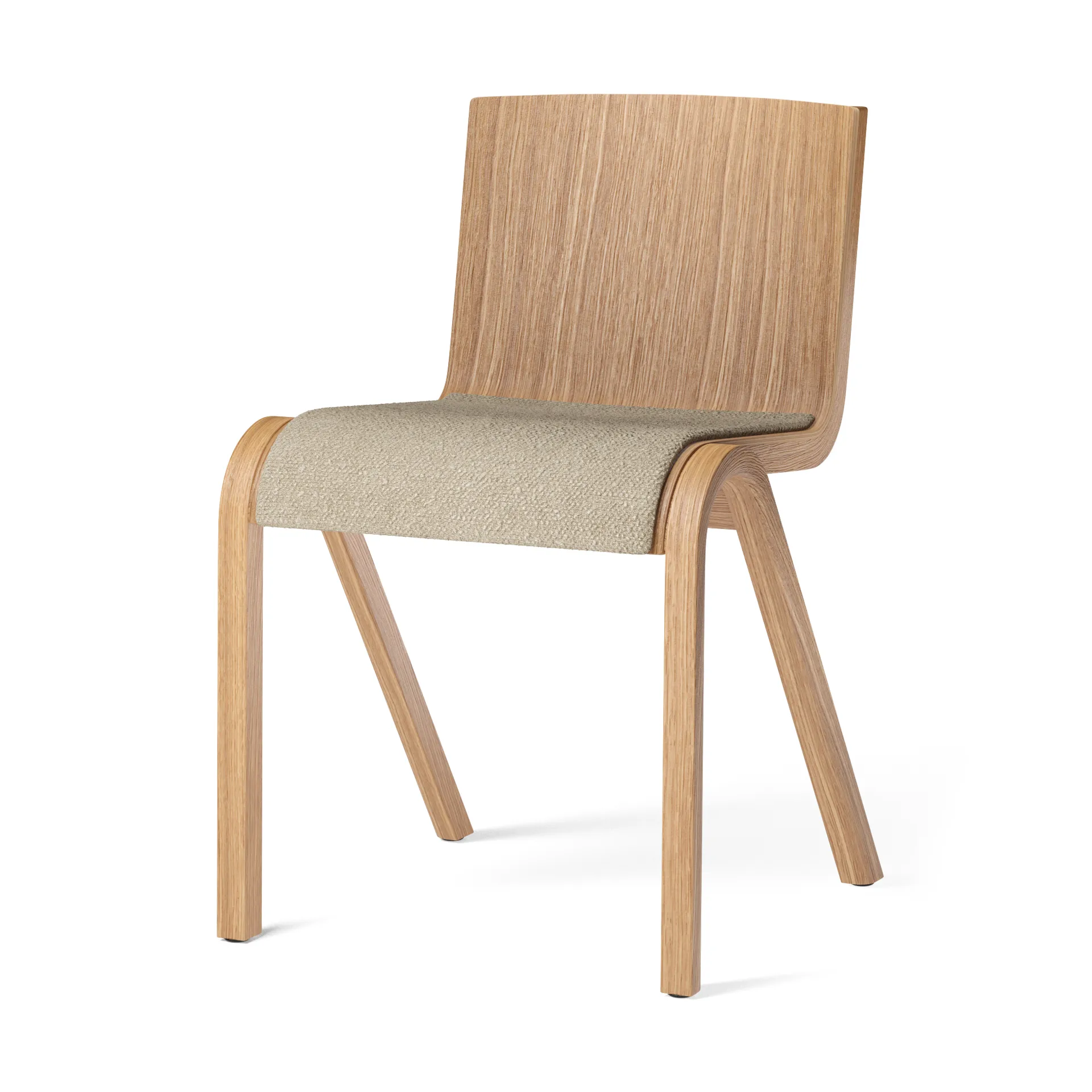 Silla Ready con asiento tapizado, Natural oak-Audo Bouclé 02 Audo Copenhagen