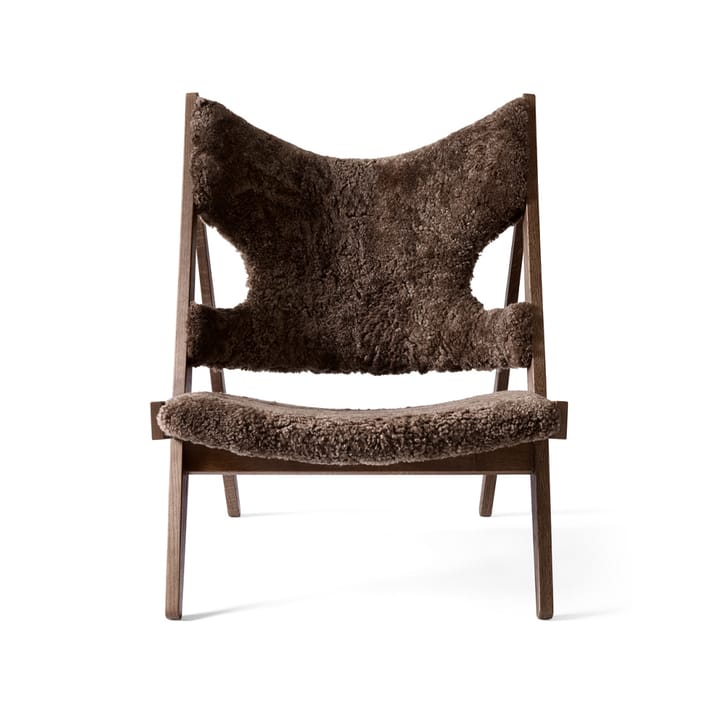 Sillón Knitting, Piel de oveja curly root marrón oscuro, base de roble teñido de oscuro Audo Copenhagen