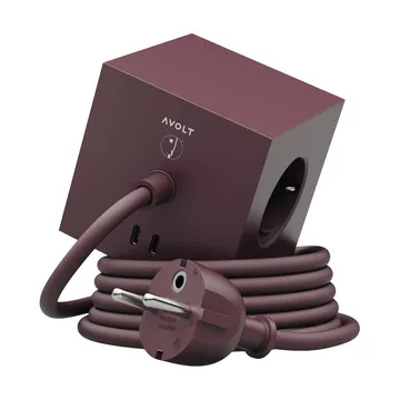 Regleta AVOLT x Bauhaus-Archiv Square 1 con USB-C - Mulberry Red - Avolt