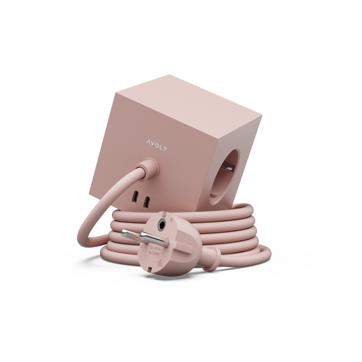 Regleta eléctrica Square 1, toma de corriente y USB-C 30W 1,8 m - Old Pink - Avolt