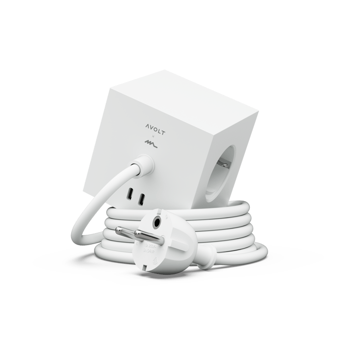 Regleta eléctrica Square 1, toma de corriente y USB-C 30W 1,8 m - White Martinelli Luce edition - Avolt