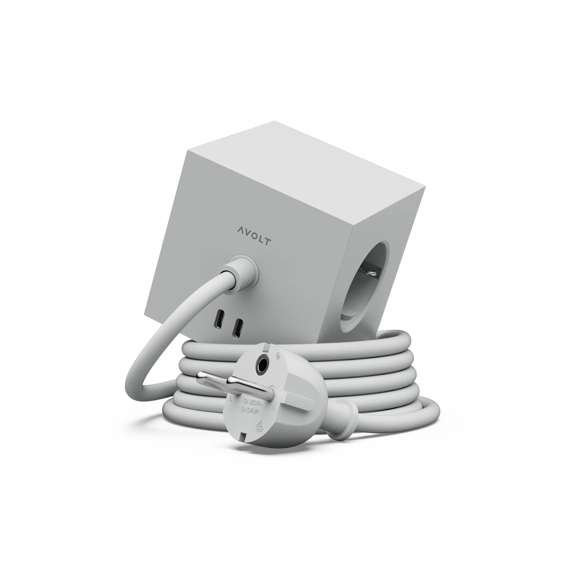 Regleta eléctrica Square 1, toma de corriente y USB-C 30W 3 m, Gotland Gris Avolt