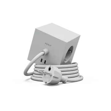 Regleta eléctrica Square 1, toma de corriente y USB-C 30W 3 m - Gotland Gris - Avolt