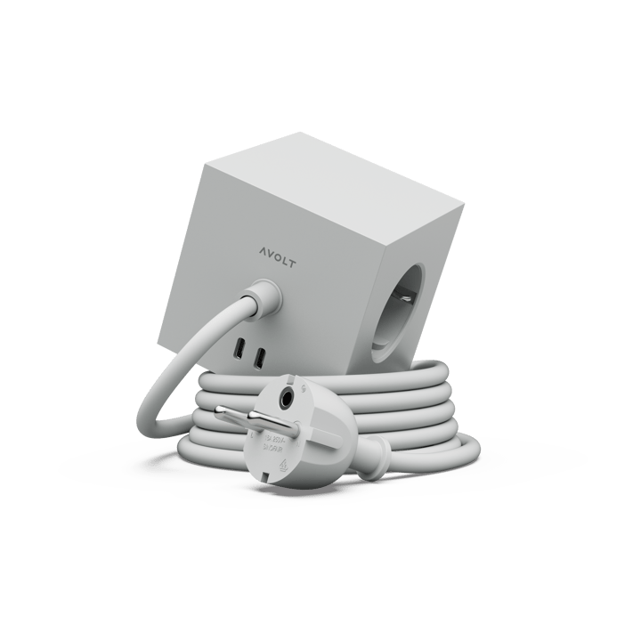 Regleta eléctrica Square 1, toma de corriente y USB-C 30W 3 m - Gotland Gris - Avolt