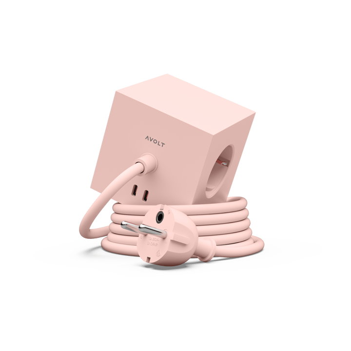 Regleta eléctrica Square 1, toma de corriente y USB-C 30W 3 m - New Pink - Avolt