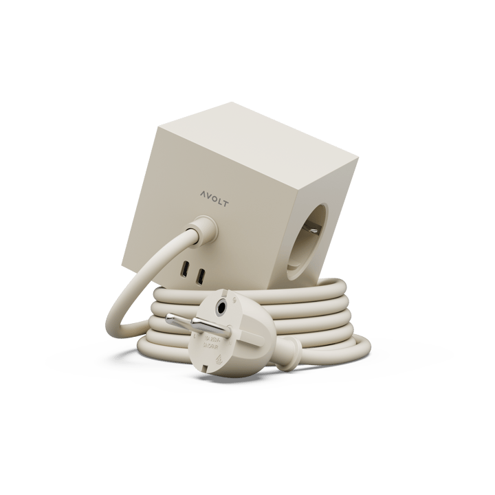 Regleta eléctrica Square 1, toma de corriente y USB-C 30W 3 m - Nomad Sand - Avolt