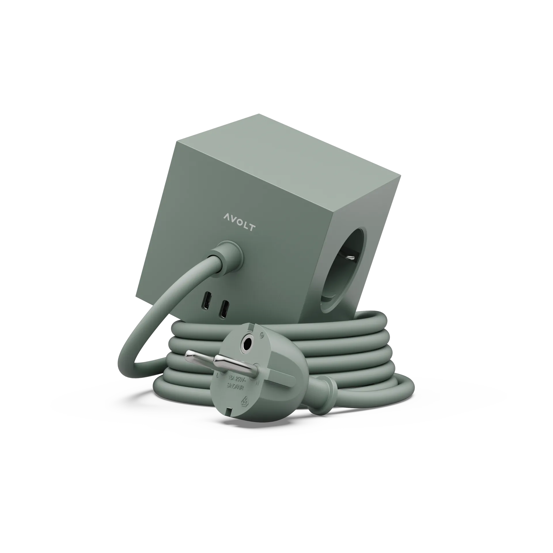 Regleta eléctrica Square 1, toma de corriente y USB-C 30W 3 m, Roble Verde Avolt