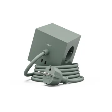 Regleta eléctrica Square 1, toma de corriente y USB-C 30W 3 m - Roble Verde - Avolt
