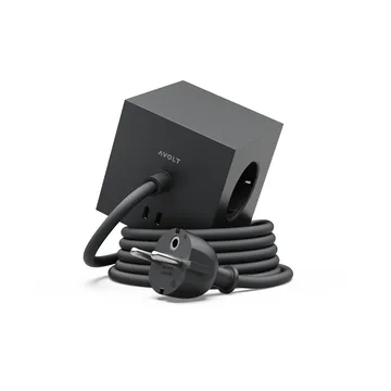 Regleta eléctrica Square 1, toma de corriente y USB-C 30W 3 m - Stockholm Black - Avolt