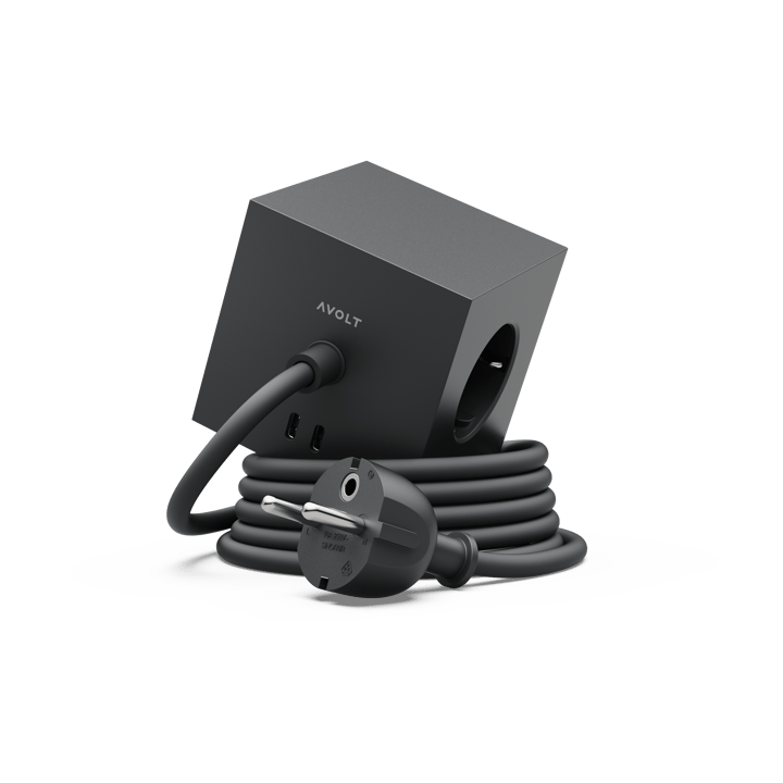 Regleta eléctrica Square 1, toma de corriente y USB-C 30W 3 m - Stockholm Black - Avolt