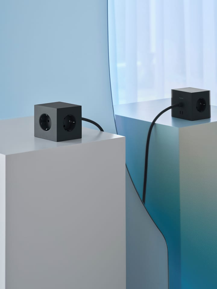 Regleta eléctrica Square 1, toma de corriente y USB-C 30W 3 m, Stockholm Black Avolt