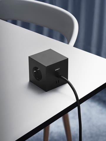 Regleta eléctrica Square 1, toma de corriente y USB-C 30W 3 m - Stockholm Black - Avolt