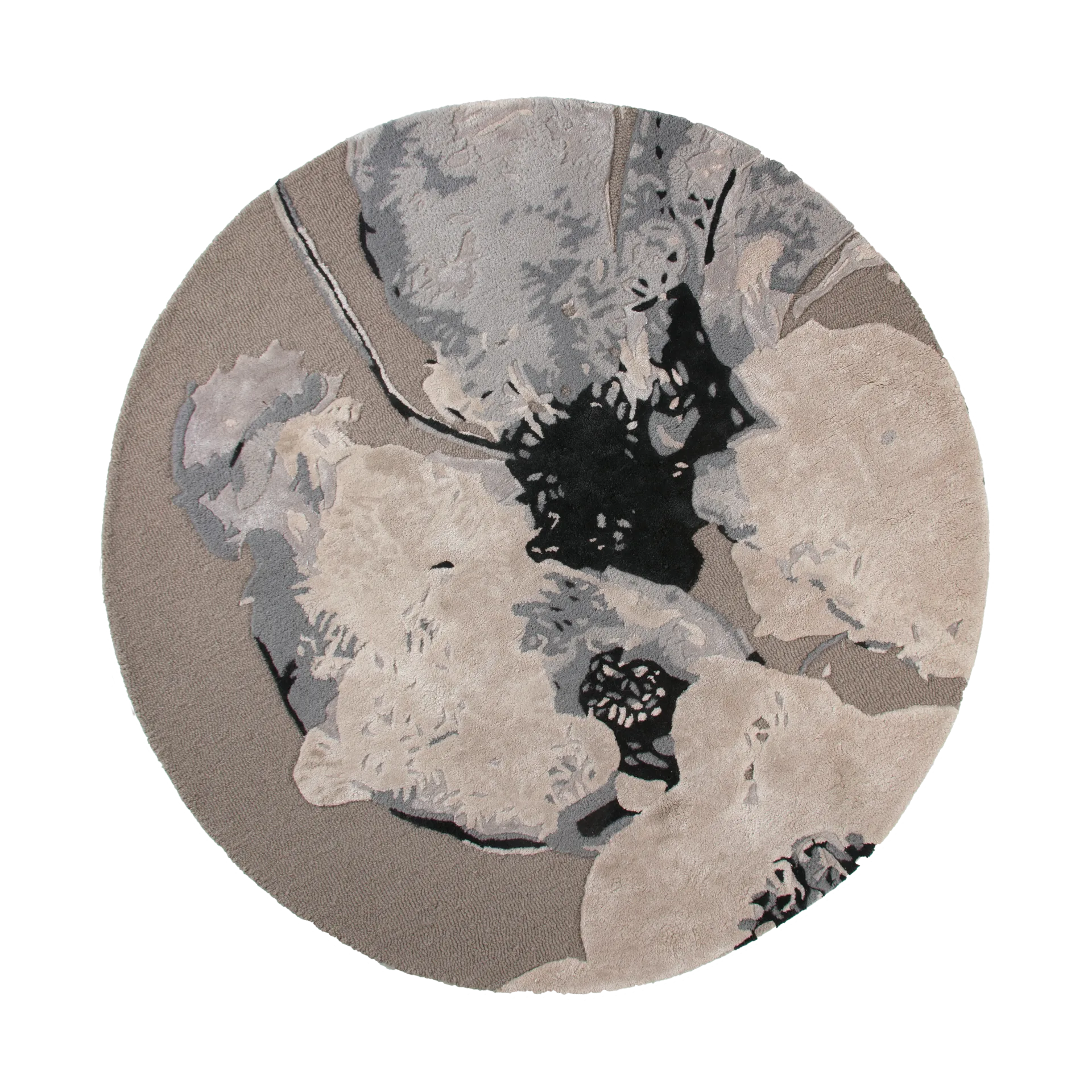Alfombra Floreo Ø130 cm, Gris-blanco AYTM