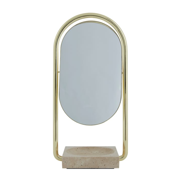 Espejo de mesa ANGUI 17,2x35 cm - Dorado/travertino  - AYTM